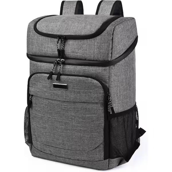 BAGLHER Cooler Backpack 30 Cans Lightweight Insulated Backpack Cooler Leak-Proof, Lightweight Backpack with Cooler for Lunch Picnic Hiking Camping Beach Park Day Trips, Grey