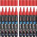 Overseas Red Paint Pens Paint Markers - Permanent Acrylic Markers 12 Pack, Water-Based, Quick Dry, Waterproof Marker Pen for Rock, Wood, Plastic, Metal, Canvas, Glass, Fabric, Mugs. Medium Tip