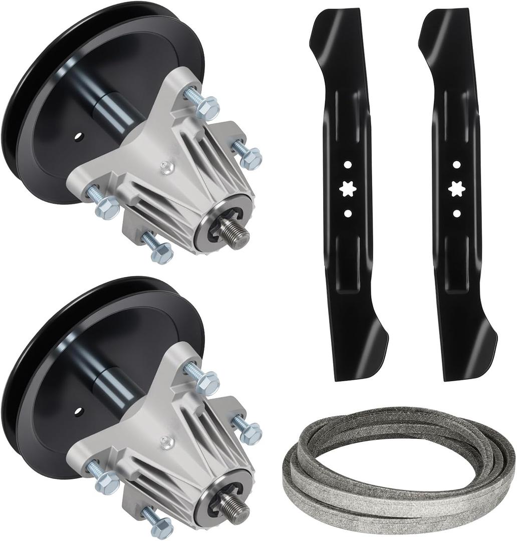 46 Inch Deck Rebuild Kit Replace for MTD/Craftsman/Troy Bilt T1600 T1900 LT4600, with 2 Spindles 618-06989 918-06989, 2 Blades 742-04244 742-04290, 1 Belt 754-04219 954-04219 with 103 1/2 Inch