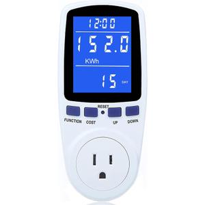 Upgraded Watt Power Meter Plug Home Electrical Usage Monitor Consumption, Energy Voltage Amps Kill Tester with Backlight, Overload Protection, 7 Modes Display (1 Pack, White)