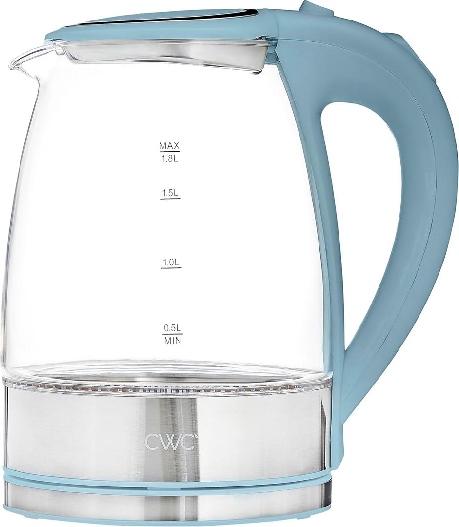 COOK WITH COLOR Electric Tea Kettle, 1.8L Cordless Hot Water Boiler, 1200W Rapid Boil, Auto Shutoff & Boil Dry Protection, BPA-Free, Sleek Countertop Design, Slate Blue