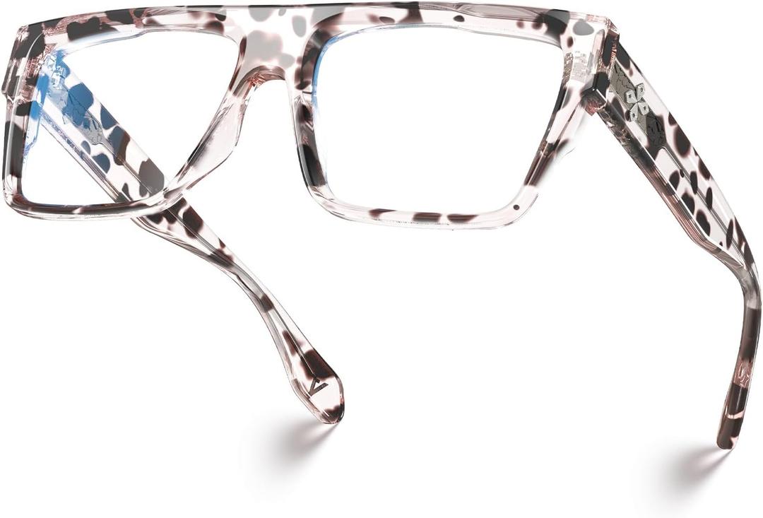 VISOONE Chunky Square Trendy Blue Light Blocking Glasses TR90 with Preppy Look for Women Men ALBA (Cheetah Tortoise)