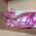 ZriEy Clear Block Sandals Chunky Heels for Women 3.35 Inch Open Toe Adjustable Ankle Strap Pump Sandals for Weddings Parties Daily Wear Rose Size 7