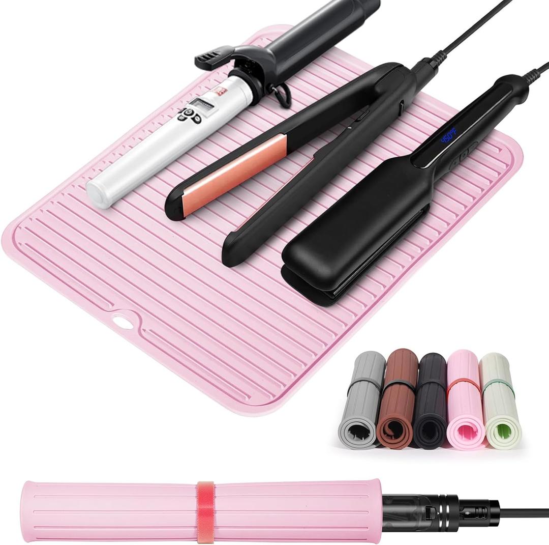 Large Heat Resistant Silicone Mat for Hair Styling Tools - Curling Irons, Flat Irons, and Hair Straighteners