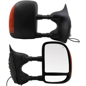 PZ Driver and Passenger Side Tow Mirrors for 99-07 F250 F350 F450 F550 Super Duty,01-05 Excursion,Power Heated,With Amber Signal,Left Right LH RH Replacement