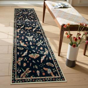 Lahome Insect Washable Runner Rug, 2x6 Kitchen Runners for Hallways 6 Feet Non Slip, Soft Laundry Room Rug Ultra-Thin Long Carpet for Bathroom Bedroom Entryway Vionnet, Black