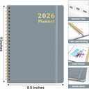 2026 Planner, Weekly and Monthly Calendar Planner, January 2026 - December 2026, Hardcover 2026 Calendar Book with Tabs For Women & Men, Inner Pocket, Spiral Bound, Perfect for Office Home School Supplies - A4 (8.5" x 11"), Stone Gray