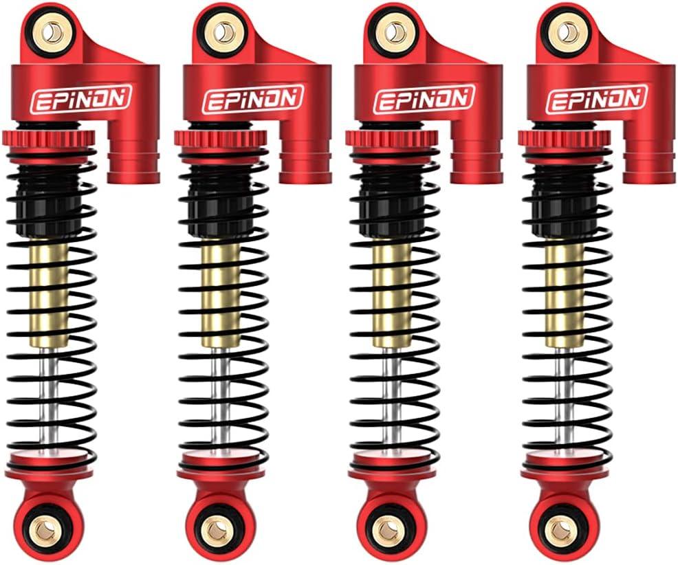 43mm Aluminum Front & Rear Shocks for 1/24 Axial SCX24 Bronco/JLU CRC/Deadbolt/Gladiator /C10 Upgrade Parts (4PCS Red)