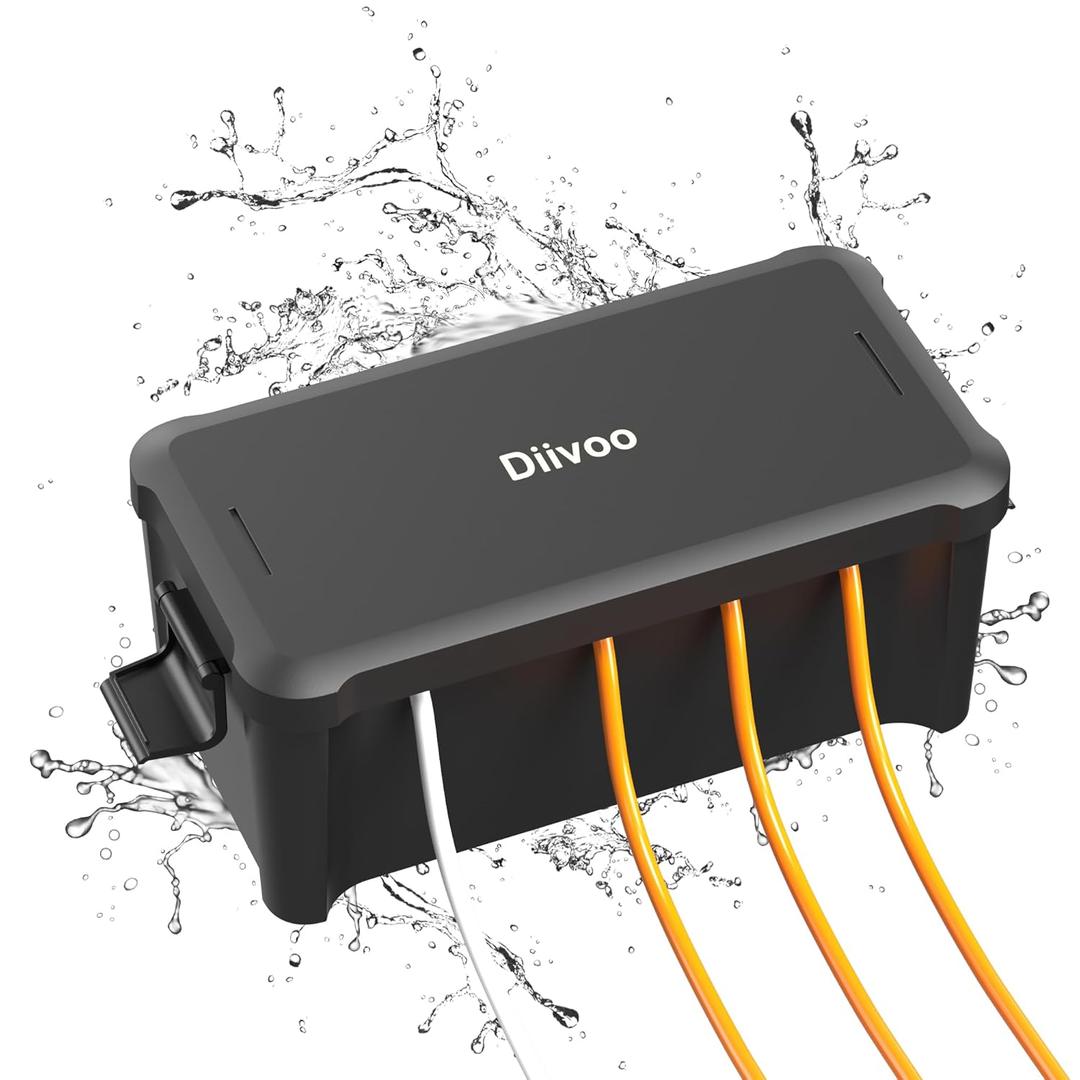 Diivoo Medium Weatherproof Extension Cord Cover, Outdoor Plug Protector Waterproof, Outdoor Extension Cord Box for Power Strip, Holiday Lights, Patio Heaters, Black