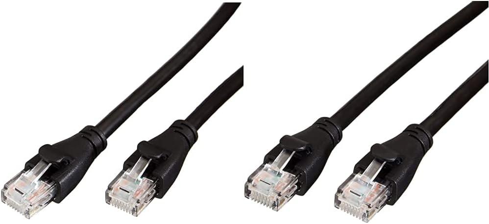 Amazon Basics RJ45 Cat-6 Ethernet Patch Internet Cable - 10 Foot (3 Meters), Black & RJ45 Cat-6 Ethernet Patch Internet Cable - 3 Foot (0.9 Meters)