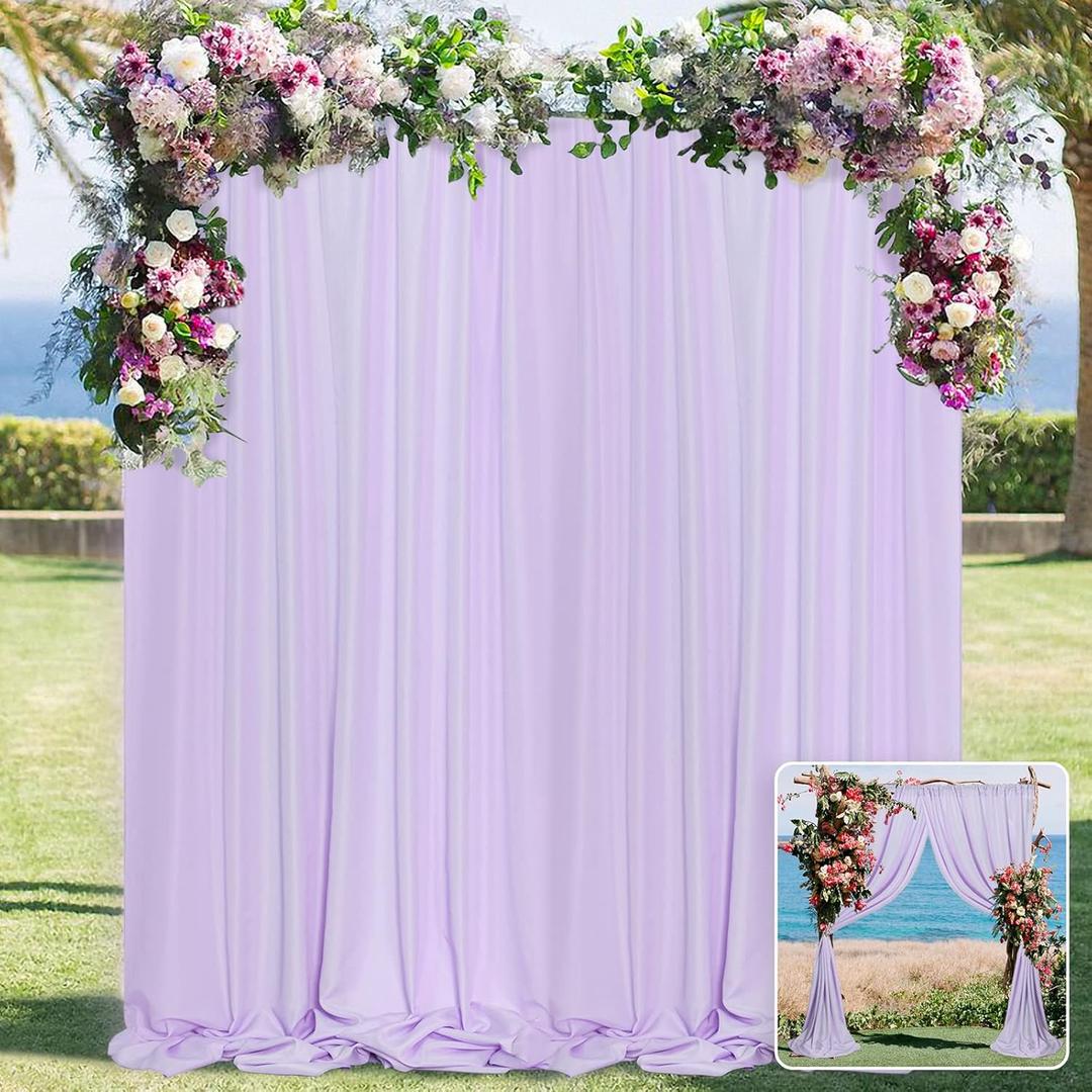 MYSKY HOME 10ft x 7ft Curtains Backdrop Curtains for Parties Light Purple Background Curtains Drapes Wedding Curtains Stage Curtains Rod Pocket Drapes Backdrop for Baby Showers, 5ft x 7ft, 2 Panels