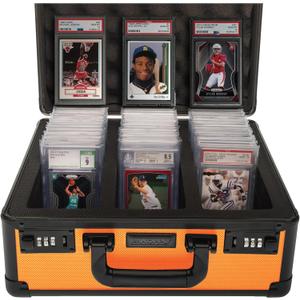 SLAB ARMOR FUSION 120+ 3 Row Psa Graded Card Storage Box Graded Card Case Psa Slab Case for Graded Cards Psa Card Case Baseball Card Cases for Sports Cards Storage (ORANGE)