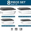 8-Piece Deep Glass Baking Dish Set with Plastic lids,Rectangular Glass Bakeware Set with Lids, Baking Pans for Lasagna, Leftovers, Cooking, Kitchen, Freezer-to-Oven and Dishwasher, Gray