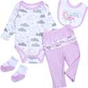 4 Pcs Reborn Baby Doll Clothes Set for 17-22 Inch Babydolls, Reborn Baby Doll Accessories Clothes with Moon & Star for Realistic Babydolls Girls, Pink