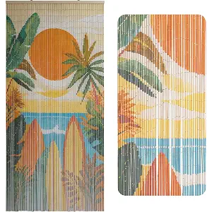 VIETBUD DECOR Summer Vibe Beaded Bamboo Curtain for Doorway 35.4" x 78.7"