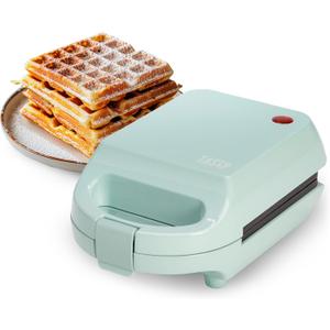 Tasty Mini Nonstick Waffle Maker, Perfect for Individual Waffles, Hash Browns, Brownies and more, Quick Results, Easy Clean Up, 600W, Aqua