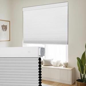 SEEYE No Drill Cordless Cellular Shades, Blackout Honeycomb Blinds for Indoor Window,Thermal Insulated Noise Reduction, Easy Install for Bedroom, Living Room, Office, White (69" W x 64" H)