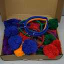 Censen Multicolor 18 Pcs Pom Pom Headband for Women Head Bopper Wrapped Headband Birthday Valentine's Day Party Headwear