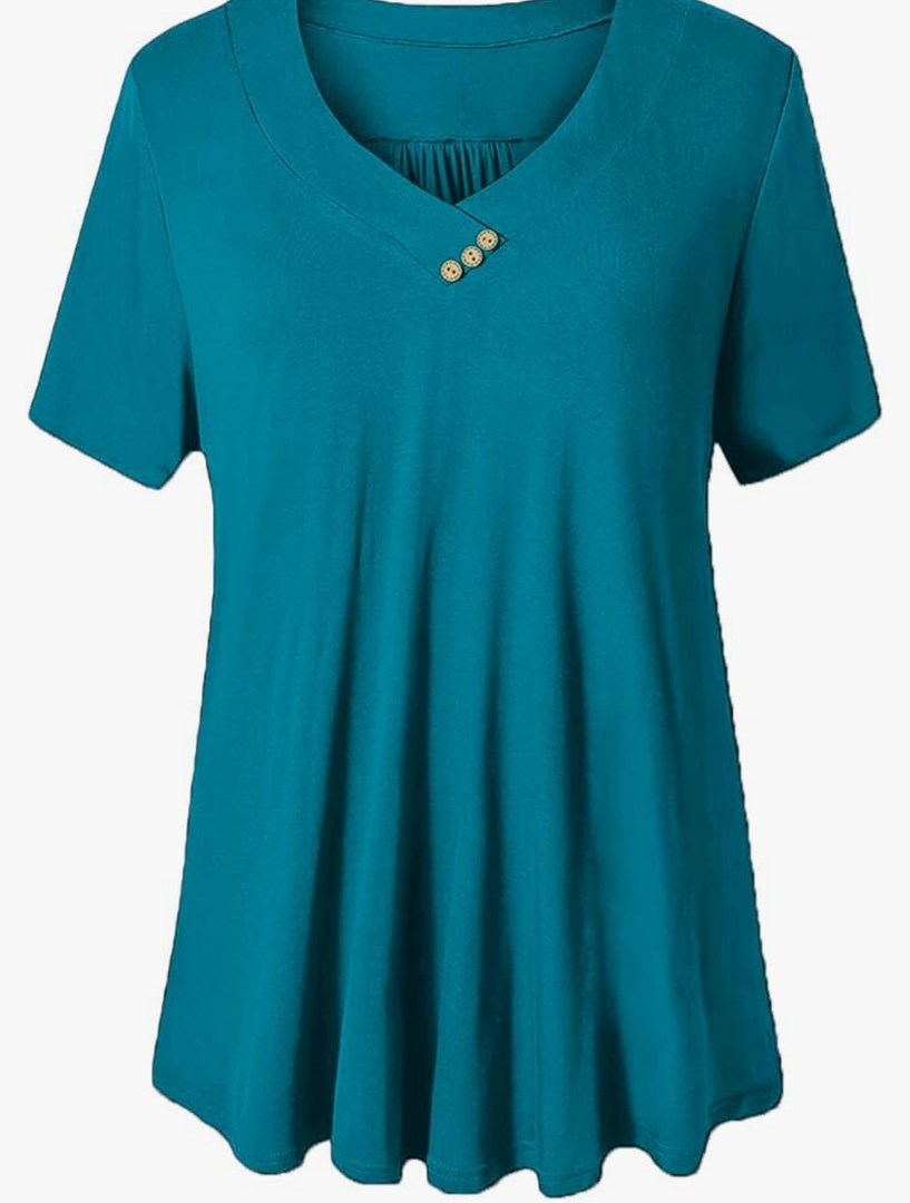 U.Vomade Women's Plus Size Tops Short Sleeve Blouses Flowy Summer Tunic Tops 2X