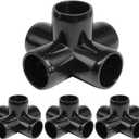 5 Way PVC Pipe Fittings 3/4 Inch, Zernmiarder Black PVC Elbow Corner Side Outlet Tee Fitting, SCH40 Furniture Grade Pipe Connectors - Fits 3/4" Polyvinyl Chloride Pipes, 12 Pieces