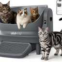 Self Cleaning Litter Box, Open Top 105L Automatic Litter Box for Multiple Cats, App Control, Safety Sensor, Anti-Pinch, Includes Liner - Gray