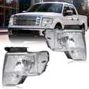 Headlight Assembly, Headlights Kit Compatible with 2009-2014 Ford F150 Replacement Headlamp Chrome Housing Clear Reflector