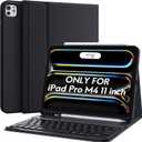 CHESONA for iPad Pro 11 Inch (M4) 2024 Case with Keyboard, Magnetic Detachable Keyboard, Precise Cutouts Case with Pencil Holder, Rechargeable Wireless Folio Keyboard Case for iPad Pro M4 11'', Black