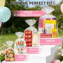Soarvita Cellophane Bags 8x11x3.2 Inch, 50 Pcs Clear Plastic Gift Bags with Bottom Gusset for Stand-Up Display, Medium Cello Gift Wrap for Goodies, Treat, Candy, Party Favors, Includes 60 Gold Ties