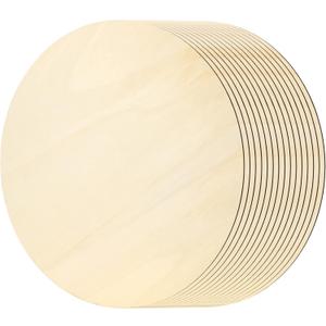 15 Pack 14 Inch 1/8 Thick Round Wood Circles, Natural Premium Unfinished Wood Circles Wood Rounds, Circles for Crafts Door Hangers Acrylic Painting