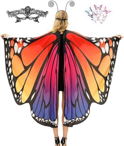 TONAK Butterfly Cape Costume Adult, Halloween Butterfly Wings Costume Women Colorful Festival Butterfl Wings Shawl Cape : Clothing, Shoes & Jewelry