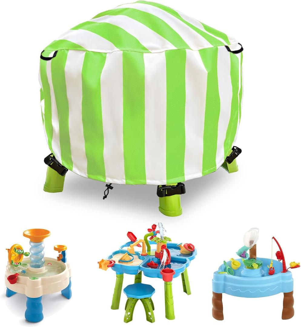 Kids Water Table Cover Little Tikes Spiralin' Seas Waterpark Play Table Cover Sand Water Table Cover Outdoor Toys Cover 34X34X18 inch-(Cover only)-Green (Green-round)