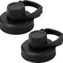 IRON FLASK Spout Lid for Wide Mouth, Insulated Sports Water Bottles, Chug Lid, BPA Free 2 Lids (Midnight Black)