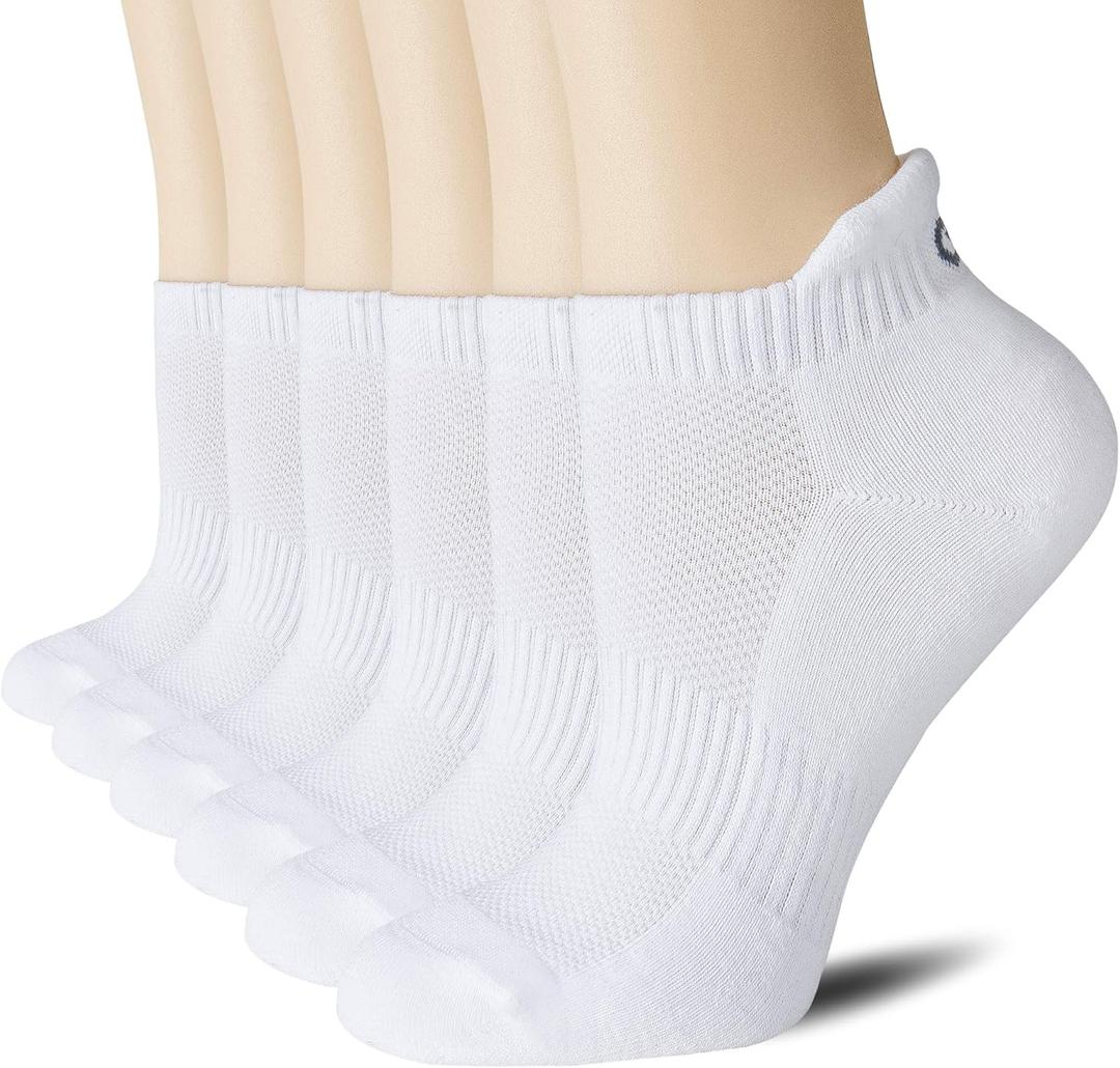 CS CELERSPORT 6 Pairs Ankle Athletic Running Socks Low Cut Sports Tab Socks for Men and Women (Medium)