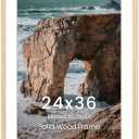 24x36 Large Picture Frame, Solid Ash Wood 24"x36" Photo Frame, Right Angle 24 x 36 Picture Frame Matted to 20x30, 24 by 36 Frame HD Tempered Glass,Vertical or Horizontal Wall Hanging, 1PC