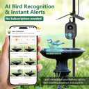 Smart Bird Feeder Camera Solar Powered with Pole, 2.5K HD Birdwatching Live Video Auto Capture, AI Identification & Instant Notification, Wireless Bird House/Bath Cam Outdoor, Gift for Bird Lovers