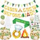 Camp Bachelorette Decorations Kit, Gold Green Bachelorette Party Supplies, Bachelorette Gifts for Bride Include Camping Party Banner, Bachelorette Temporary Tattoos, Bride Balloons Decor