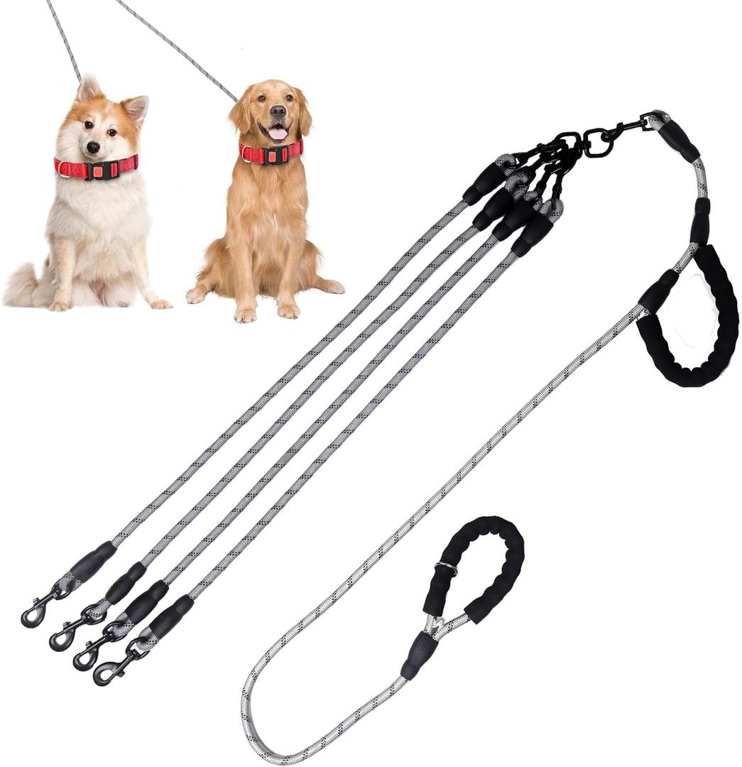 Exceptional 360 Anti-Tangle & No Pull Dog Leash - Four Handle & Reflective for Safety & Convenience - Small & Medium Dogs (Grey, 4 Way) (Gray) Exceptional 360 Anti-Tangle & No Pull Dog Leash - Four Handle & Reflective for Safety & Convenience - Small & Medium Dogs (Grey, 4 Way) (Gray)