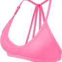 YEOREO Workout Sports Bras for Women Padded Strappy Open Back Gym Bra Light Impact Criss Cross Yoga Crop Top (Large)