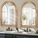 LOSOUR 2 Pack Arched Mirror, Farmhouse Decor Solid Wood Frame Bathroom Mirrors, Vintage Mirror for Bathroom, Living Room,Bedroom, Entryway, Hallway,Foyer (Brown, 2 Pack-36" x 24")