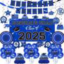 Graduation Decorations 2025 Set - Congrats Grad Banner, Class of 2025 Backdrop, Balloons & Streamers Kit - Complete Party Supplies for High School & College Celebrations (Blue)