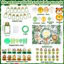 Chengu 119 Pcs Wild One Birthday Decorations Boy Safari Jungle Theme 1st Birthday Party Supplies include Backdrop, Balloon Arch, Cake Topper, Honeycomb, Banner for Jungle Safari First Party
