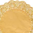 14 Inch 100 Pcs Round Lace Gold Paper Doilies Gold Foil Paper Placemats Doily Paper Pad for Cakes Crafts Party Weddings Tableware Decor
