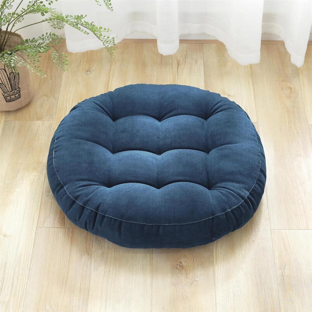 SK Studio Meditation Floor Pillow, Large Floor Cushions, Round Floor Cushion Seating for Adults Kids, Classroom Furniture Floor Pillow for Yoga Living Room, Navy Blue, 17" W x 17" L (Pack of 1)
