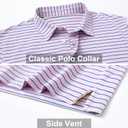 M MAELREG Boys' Polo Shirt Striped Short Sleeve Moisture Wicking Performance Stretch Active Casual Collared Kids Golf Shirt (6 Years, Light Pink/Cobalt Stripe)