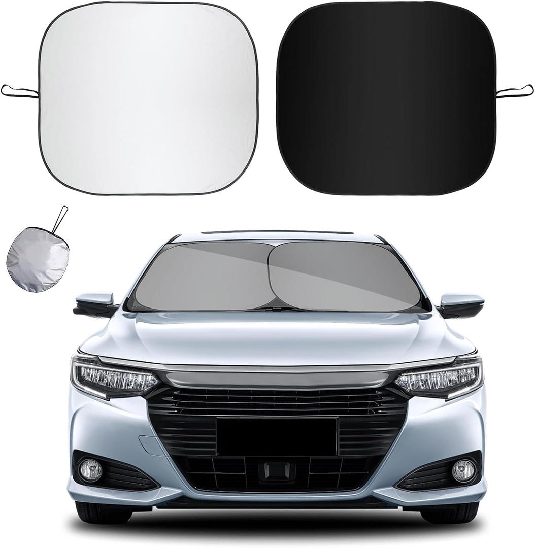Kewucn 2 PCS Car Windshield Sun Shade, Foldable Sunshade for Car Front Window and Interior Sun Protection, Windshield Shade for Sun Heat and UV Rays, Car Accessories(31''28", Sliver)