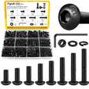 560PCS M6 Hex Socket Button Head Bolt Assortment Kit, M6-1.0x10/12/14/16/20/25/30/35 mm Button Head Cap Bolts Nuts Washers Screws Assorted Set, Grade 12.9 Alloy Steel Black Zinc Plated