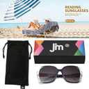 JM Bifocal Reading Sunglasses for Women Fashion Oversized Square Sun Readers Outdoor Reading Glasses UV400 Protection Clear Blue +2.25