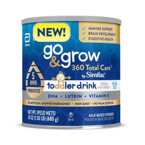 Go & Grow 360 Total Care by Similac Toddler Nutritional Drink, Has 5 HMOs, Powder, 24-oz Can (EXP 08/01/26)