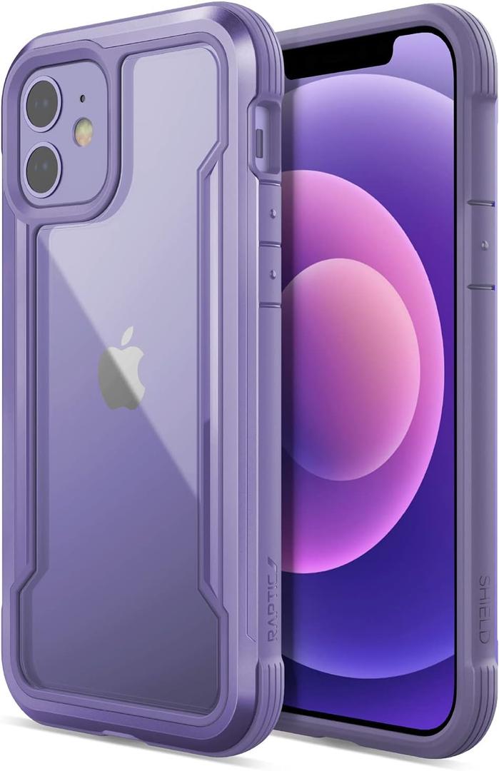 2 x Raptic Shield Case for iPhone 12 & 12 Pro, Shock Absorbing, Aluminum Frame, 10ft Drop Tested, Purple