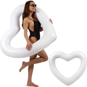 The Original Heart Pool Floats for Adults by LOTELI  Thicker & Stronger  Large Inflatable Pool Floats for Parties Bachelorette Wedding Float  River Lake Beach Raft - Durable & Easy to Inflate (2 Pack, White)